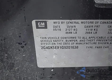 2016 Buick Regal Turbo из США, поврежденный, VIN 2G4GK5EX1G9201638